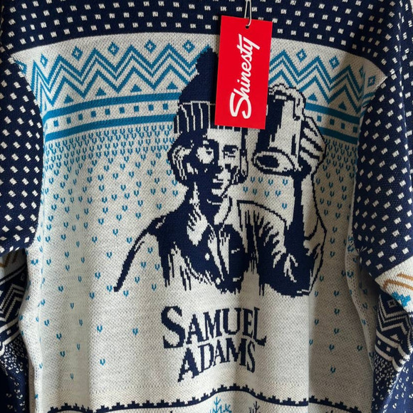 NWT Shinesty Samuel Adams Beer Ski Fair isle Holiday Sweater XL Unisex Oversized - Picture 7 of 7